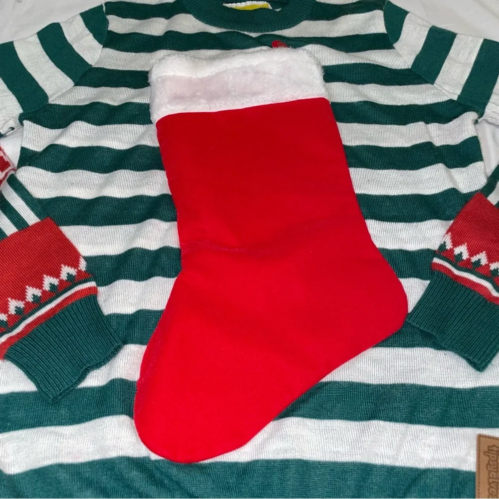 Tipsy‎ Elves Mens Small Ugly Christmas Sweater Stocking Green White Striped